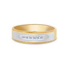 Ioka Jewelry - 14K Two Tone Solid Gold Cubic Zirconia CZ Ring Men's Band