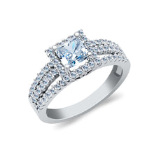 Ioka Jewelry - 14K White Solid Gold 1 Ct. Princess Cut with Halo Cubic Zirconia CZ Wedding Engagement Ring