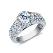 Ioka Jewelry - 14K White Solid Gold 1.25 Ct. Round Cut with Halo Cubic Zirconia CZ Wedding Engagement Ring