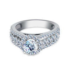 Ioka Jewelry - 14K White Solid Gold 1.25 Ct. Round Cut with Halo Cubic Zirconia CZ Wedding Engagement Ring