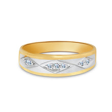 Ioka Jewelry - 14K Two Tone Solid Gold Cubic Zirconia CZ Ring Men's Band
