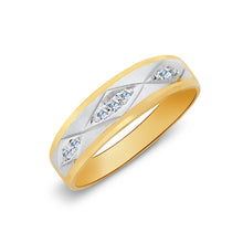Ioka Jewelry - 14K Two Tone Solid Gold Cubic Zirconia CZ Ring Men's Band