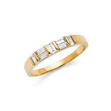 Ioka Jewelry - 14K Yellow Solid Gold 3MM Cubic Zirconia CZ Women's Wedding Band