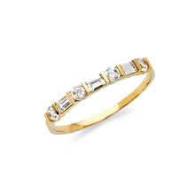 Ioka Jewelry - 14K Yellow Solid Gold 2MM Cubic Zirconia CZ Women's Wedding Band