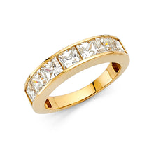 Ioka Jewelry - 14K Yellow Solid Gold 4.5MM Cubic Zirconia CZ Women's Wedding Band