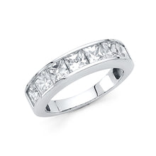 Ioka Jewelry - 14K White Solid Gold 4.5MM Cubic Zirconia CZ Women's Wedding Band