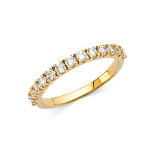 Ioka Jewelry - 14K Yellow Solid Gold 2MM Cubic Zirconia CZ Women's Half Eternity Wedding Anniversary Band