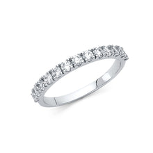 Ioka Jewelry - 14K White Solid Gold 2MM Cubic Zirconia CZ Women's Half Eternity Wedding Anniversary Band