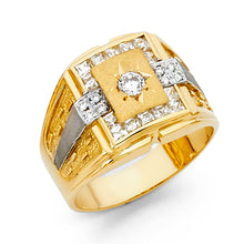 Ioka Jewelry - 14K Yellow Solid Gold 15MM Cubic Zirconia CZ Fancy Men's Ring
