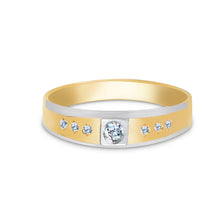 Ioka Jewelry - 14K Two Tone Solid Gold Cubic Zirconia CZ Ring Men's Band