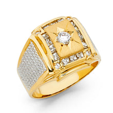 Ioka Jewelry - 14K Yellow Solid Gold 15MM Cubic Zirconia CZ Fancy Men's Ring