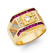 Ioka Jewelry - 14K Yellow Solid Gold 14MM Cubic Zirconia CZ Fancy Men's Ring