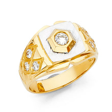 Ioka Jewelry - 14K Yellow Solid Gold 13MM Cubic Zirconia CZ Fancy Men's Ring