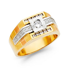 Ioka Jewelry - 14K Yellow Solid Gold 10MM Cubic Zirconia CZ Fancy Men's Ring