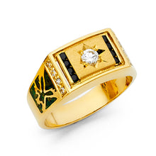 Ioka Jewelry - 14K Yellow Solid Gold 9MM Cubic Zirconia CZ Fancy Men's Ring