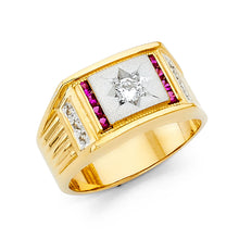 Ioka Jewelry - 14K Yellow Solid Gold 10MM Cubic Zirconia CZ Fancy Men's Ring