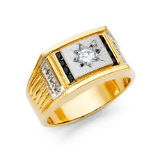 Ioka Jewelry - 14K Yellow Solid Gold 10MM Cubic Zirconia CZ Fancy Men's Ring