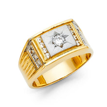 Ioka Jewelry - 14K Yellow Solid Gold 10MM Cubic Zirconia CZ Fancy Men's Ring
