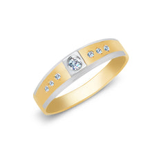 Ioka Jewelry - 14K Two Tone Solid Gold Cubic Zirconia CZ Ring Men's Band