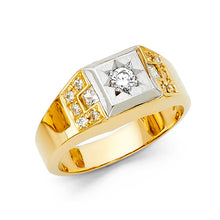 Ioka Jewelry - 14K Yellow Solid Gold 9MM Cubic Zirconia CZ Fancy Men's Ring