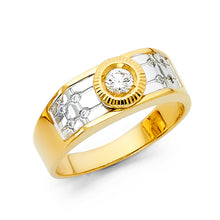 Ioka Jewelry - 14K Yellow Solid Gold 8MM Cubic Zirconia CZ Fancy Men's Ring
