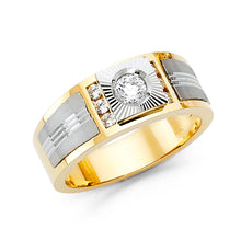 Ioka Jewelry - 14K Yellow Solid Gold 9MM Cubic Zirconia CZ Fancy Men's Ring
