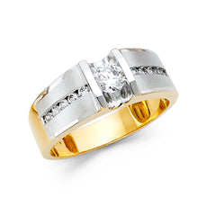 Ioka Jewelry - 14K Yellow Solid Gold 10MM Cubic Zirconia CZ Fancy Men's Ring