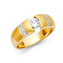 Ioka Jewelry - 14K Yellow Solid Gold 8MM Cubic Zirconia CZ Men's Ring