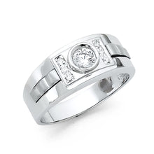 Ioka Jewelry - 14K White Solid Gold 9MM Cubic Zirconia CZ Fancy Men's Ring