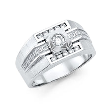 Ioka Jewelry - 14K White Solid Gold 11MM Cubic Zirconia CZ Fancy Men's Ring