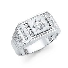 Ioka Jewelry - 14K White Solid Gold 11MM Cubic Zirconia CZ Fancy Men's Ring