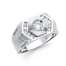 Ioka Jewelry - 14K White Solid Gold 11MM Cubic Zirconia CZ Fancy Men's Ring
