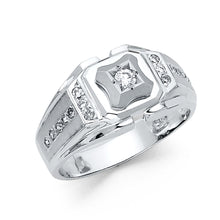 Ioka Jewelry - 14K White Solid Gold 10MM Cubic Zirconia CZ Fancy Men's Ring