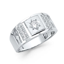 Ioka Jewelry - 14K White Solid Gold 11MM Cubic Zirconia CZ Fancy Men's Ring
