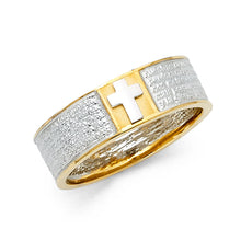 Ioka Jewelry - 14K Two Tone Solid Gold 8MM Cross Religious Men's Ring