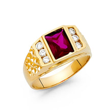 Ioka Jewelry - 14K Yellow Solid Gold 10MM Cubic Zirconia CZ Fancy Men's Ring