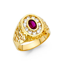 Ioka Jewelry - 14K Yellow Solid Gold 15MM Round Cubic Zirconia CZ Fancy Men's Ring