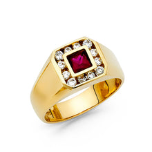 Ioka Jewelry - 14K Yellow Solid Gold 10MM Square Cubic Zirconia CZ Fancy Men's Ring