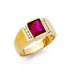 Ioka Jewelry - 14K Yellow Solid Gold 10MM Square Cubic Zirconia CZ Fancy Men's Ring