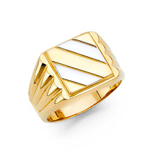 Ioka Jewelry - 14K Two Tone Solid Gold 13MM Square Men's Ring