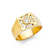 Ioka Jewelry - 14K Yellow Solid Gold 10MM Cubic Zirconia CZ Men's Ring