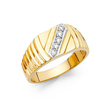 Ioka Jewelry - 14K Yellow Solid Gold 10MM Cubic Zirconia CZ Men's Ring