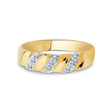 Ioka Jewelry - 14K Two Tone Solid Gold Cubic Zirconia CZ Ring Men's Band