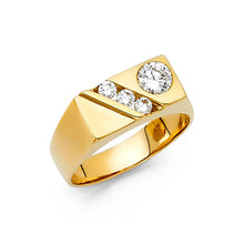 Ioka Jewelry - 14K Yellow Solid Gold 8MM Cubic Zirconia CZ Men's Ring