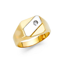 Ioka Jewelry - 14K Two Tone Solid Gold 11MM Cubic Zirconia CZ Men's Ring