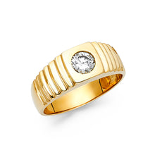 Ioka Jewelry - 14K Yellow Solid Gold 9MM Cubic Zirconia CZ Men's Ring