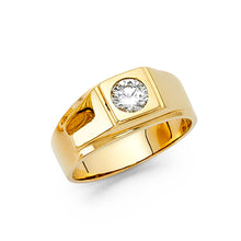 Ioka Jewelry - 14K Yellow Solid Gold 9MM Cubic Zirconia CZ Men's Ring