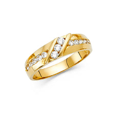 Ioka Jewelry - 14K Yellow Solid Gold 6MM Cubic Zirconia CZ With Stones On Band Men's Ring