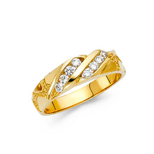 Ioka Jewelry - 14K Yellow Solid Gold 7MM Cubic Zirconia CZ Men's Ring