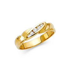 Ioka Jewelry - 14K Yellow Solid Gold 5MM Cubic Zirconia CZ Men's Ring